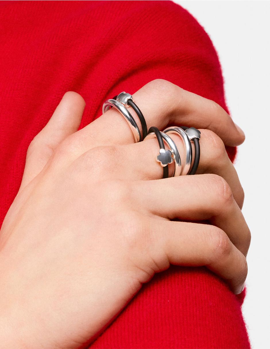 Anillo de flor Bold Motif P 925 de plata brillante Anillo de flor Bold Motif P 925 de plata brillante