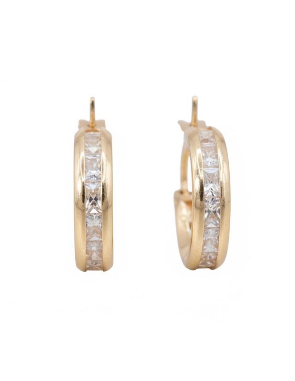 Arracadas de oro amarillo 10 k con acabado pavé zirconia