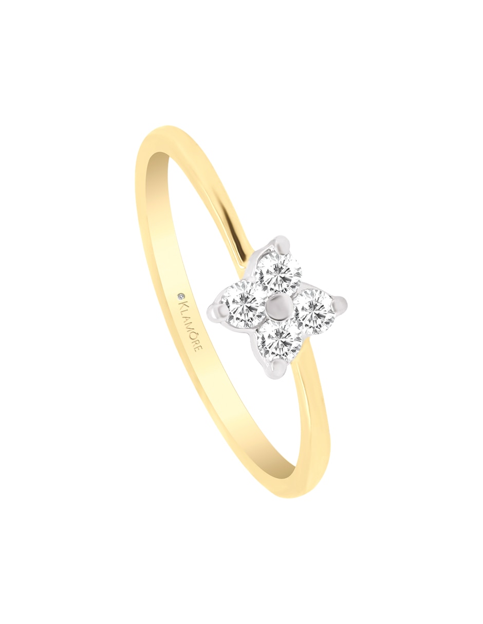 Anillo con gema de redondo eliana 14 k de oro amarillo diamante brillante
