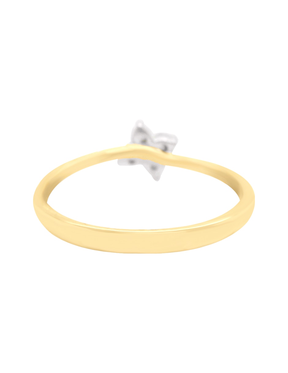 Anillo con gema de redondo klamore eliana 14 k de oro amarillo diamante brillante