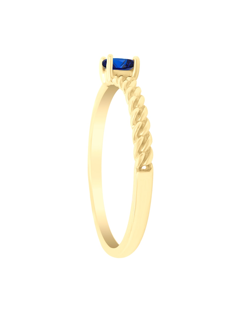 Anillo con gema de redondo klamore zaphir 14 k de oro amarillo zafiro brillante