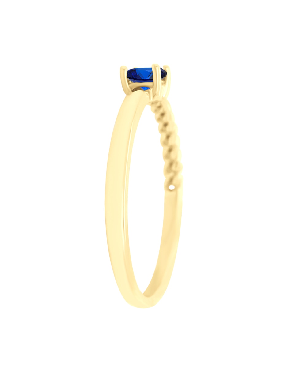 Anillo con gema de redondo klamore zaphir 14 k de oro amarillo zafiro brillante