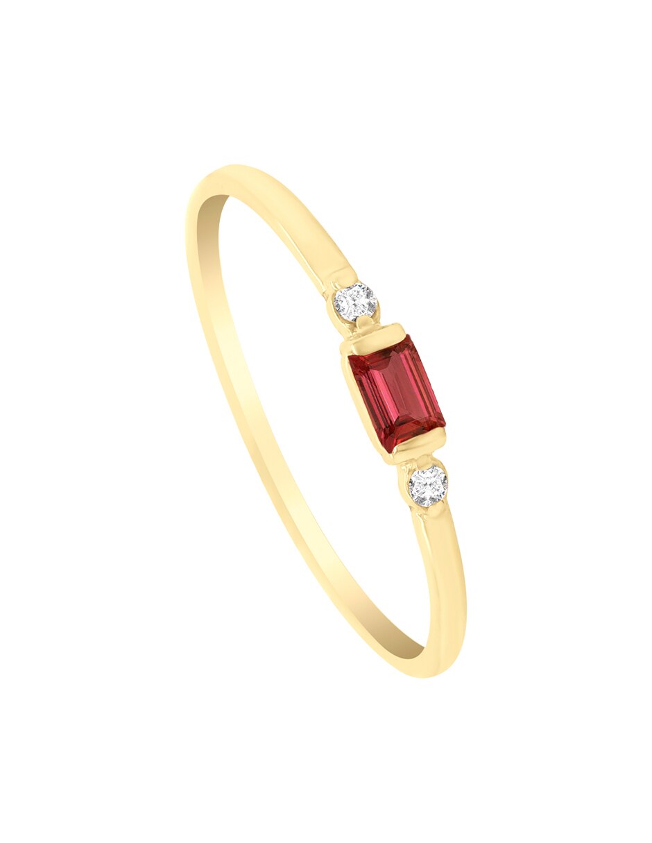 Anillo Liv 14 K de oro rubí y diamante acabado brillante