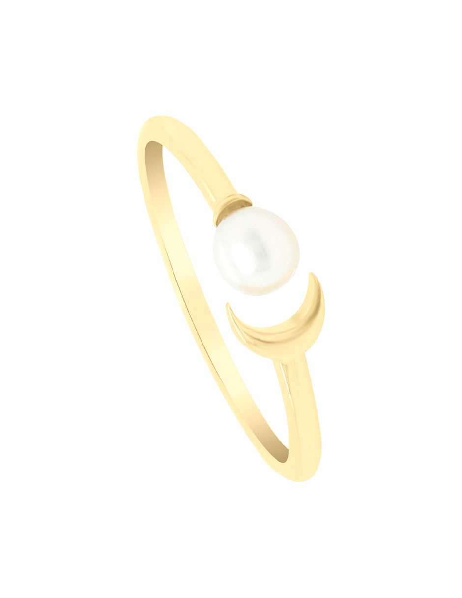 Anillo redondo Astra 14 k de oro amarillo perla brillante
