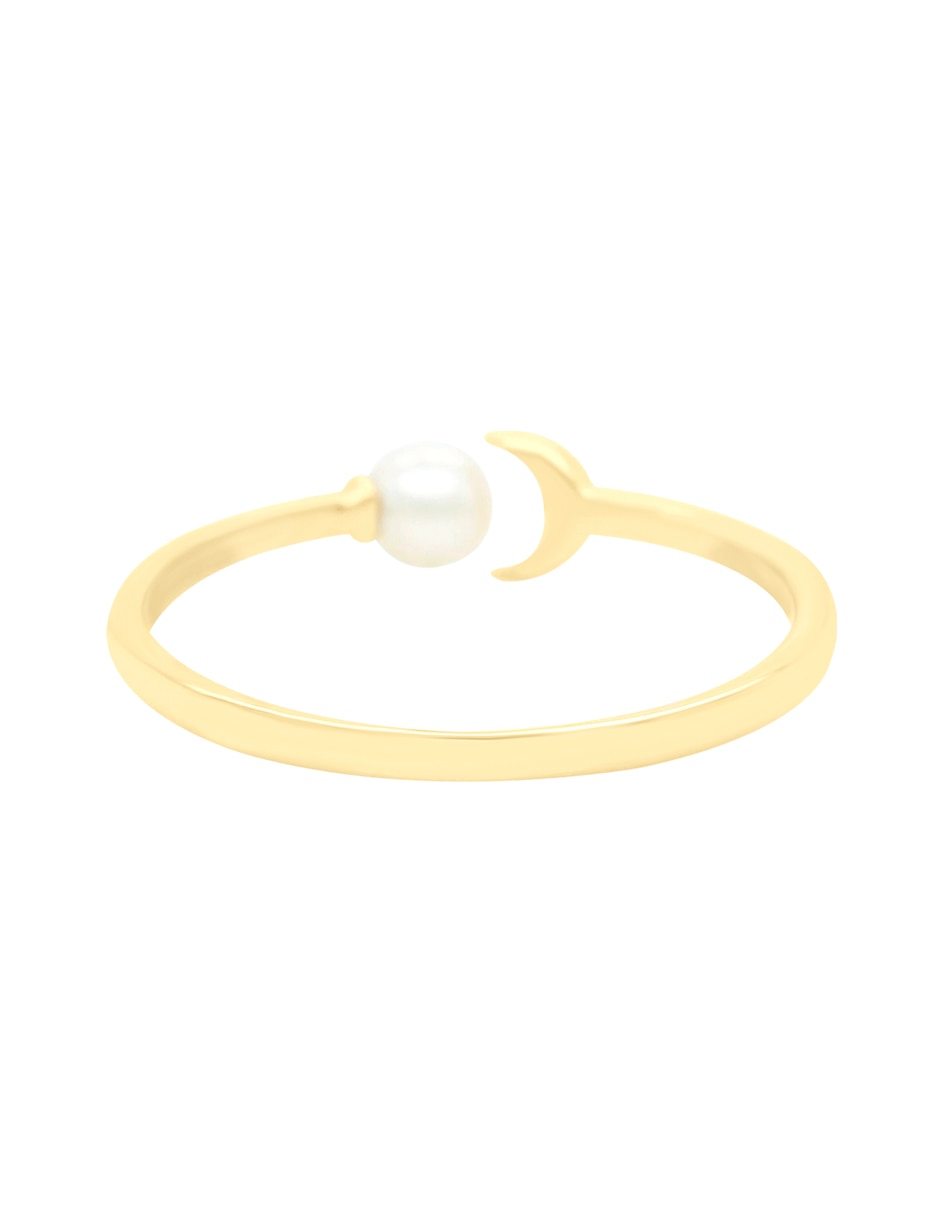 Anillo redondo Astra 14 k de oro amarillo perla brillante 4