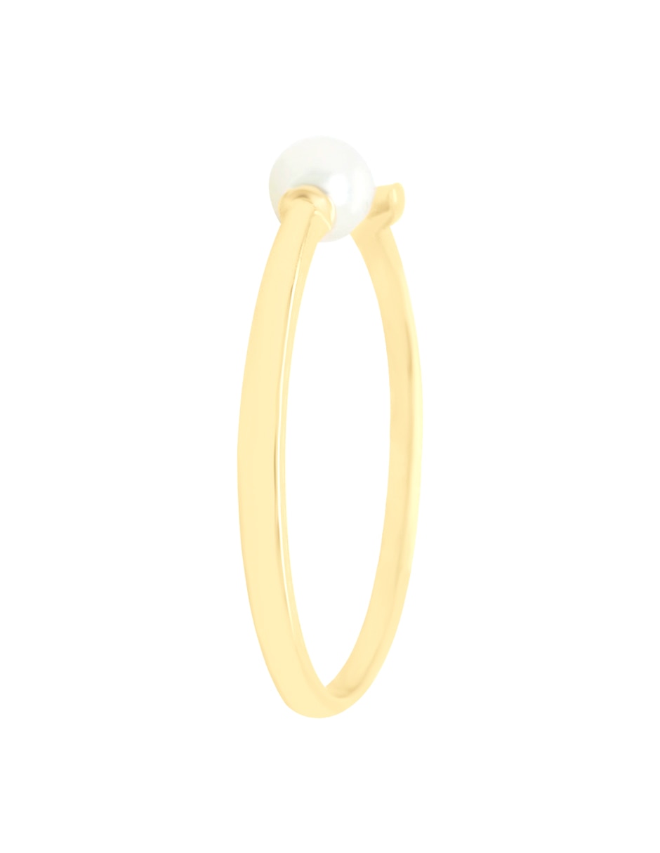 Anillo redondo Astra 14 k de oro amarillo perla brillante 3