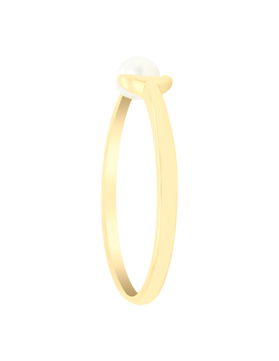Anillo redondo Astra 14 k de oro amarillo perla brillante 2