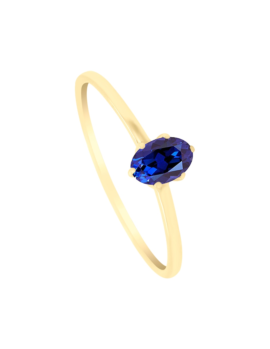 Anillo redondo Fayna 14 k de oro amarillo zafiro brillante Anillo redondo Fayna 14 k de oro amarillo zafiro brillante
