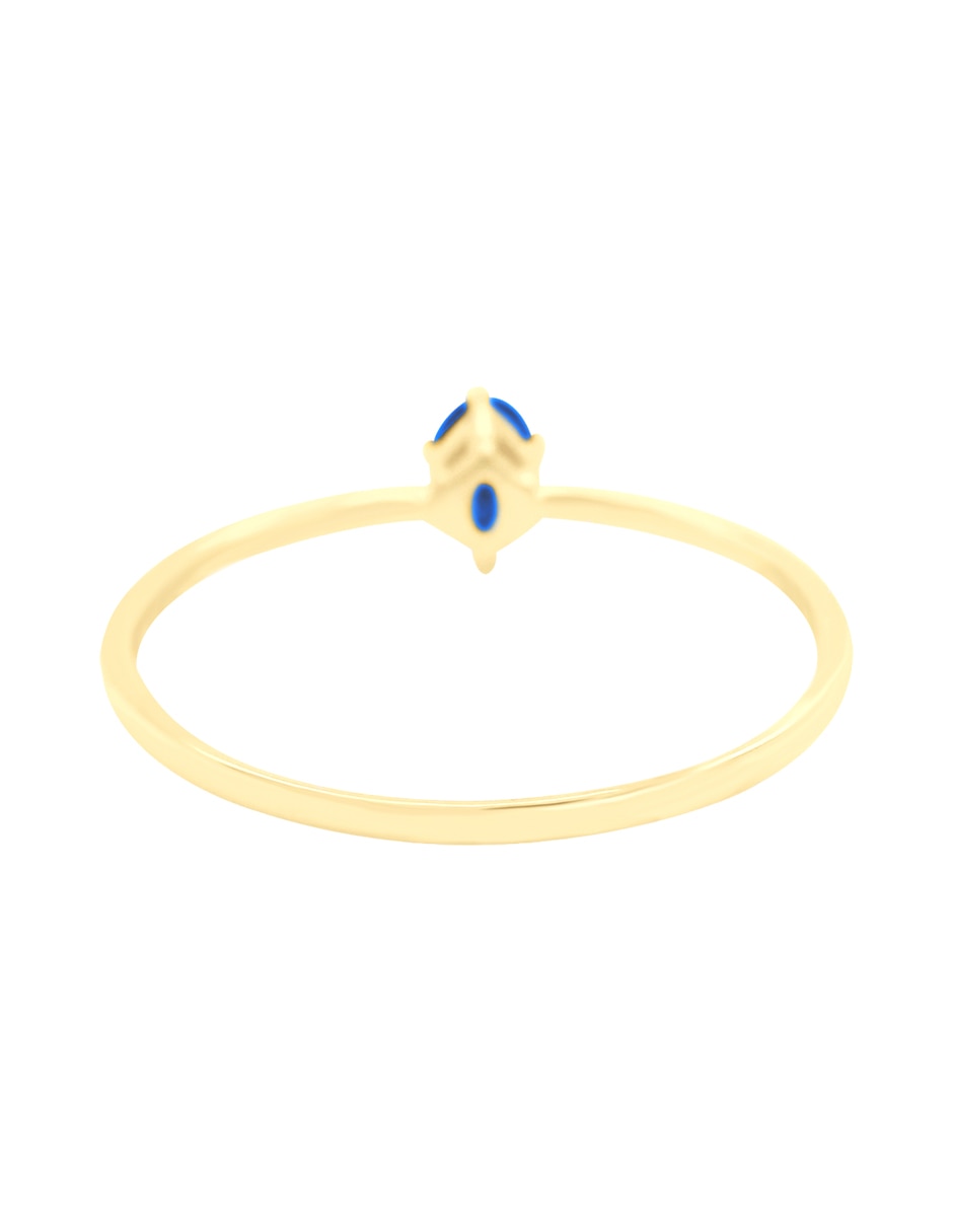 Anillo redondo Fayna 14 k de oro amarillo zafiro brillante 3