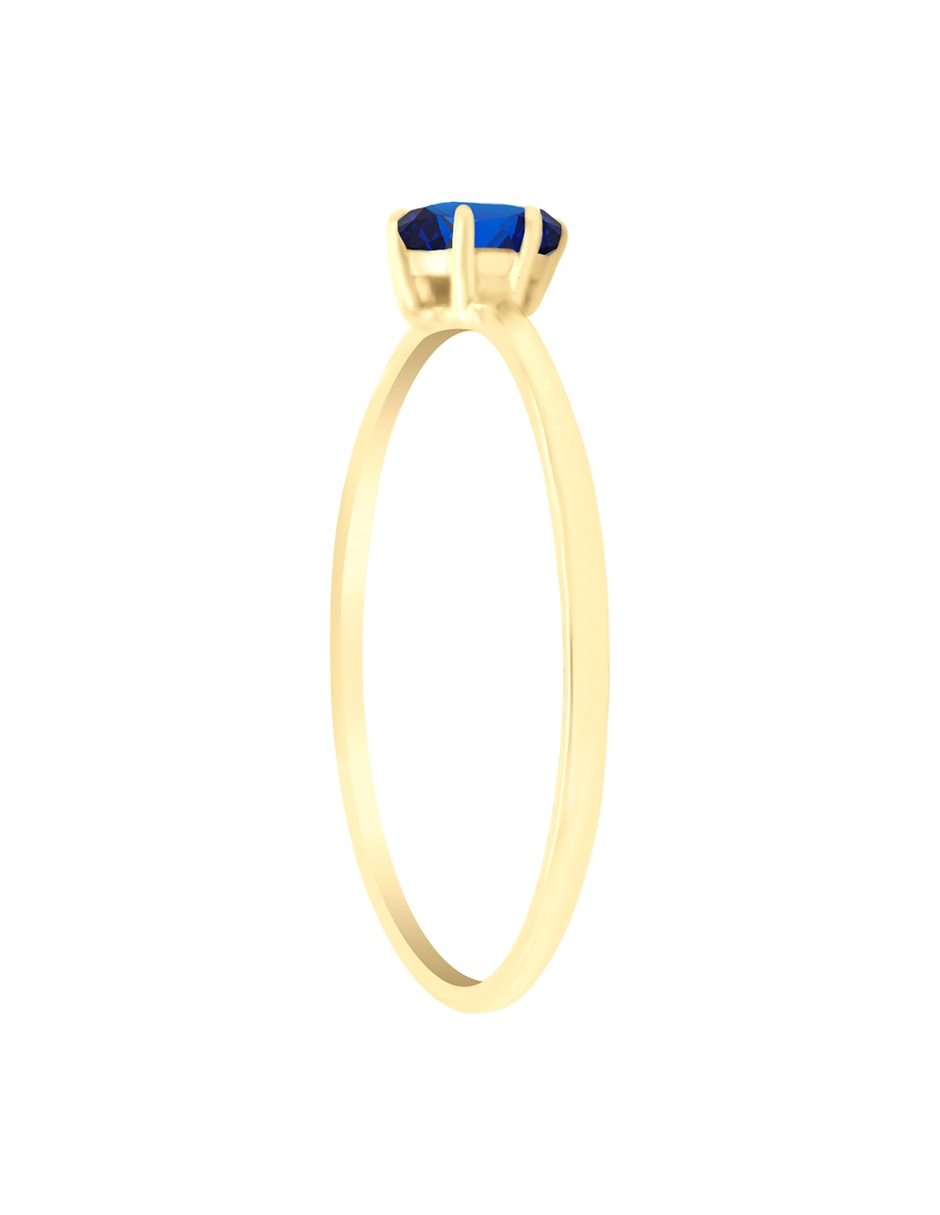 Anillo redondo Fayna 14 k de oro amarillo zafiro brillante 2