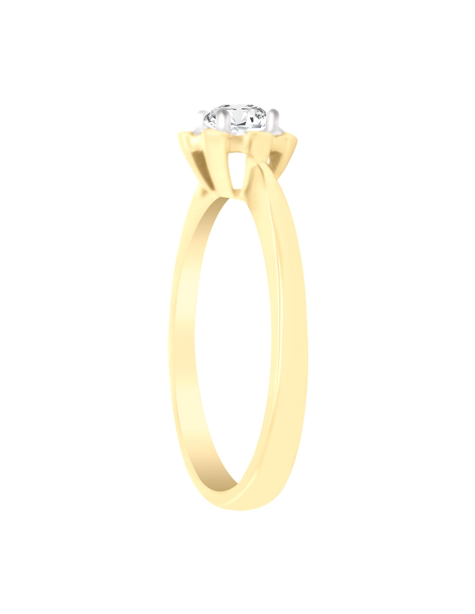 Anillo de compromiso de oro amarillo 14 k klamore rossy diamante
