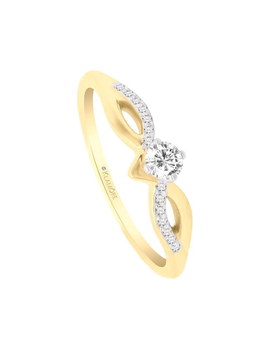 Anillo de compromiso de oro amarillo 14 k Tiberia diamante