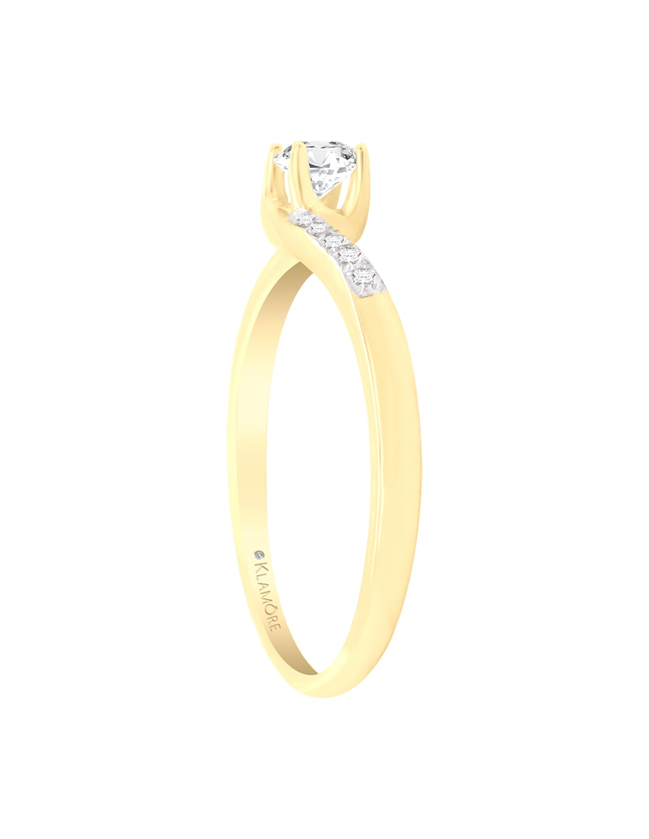 Anillo de compromiso "de" oro amarillo 14 k zaria diamante 5