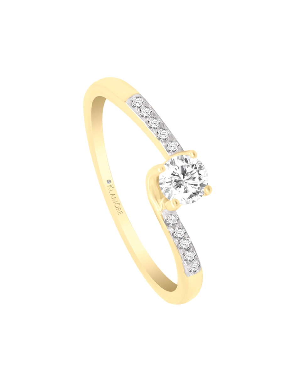 Anillo de compromiso 'de' oro amarillo 14 k zaria diamante