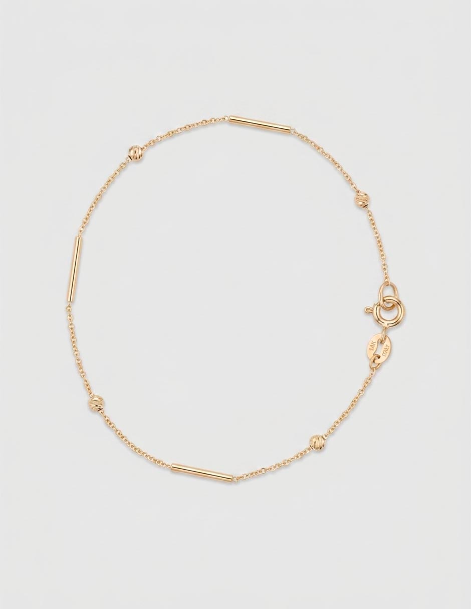 Pulsera de oro 14 K Bracelet con acabado pulido