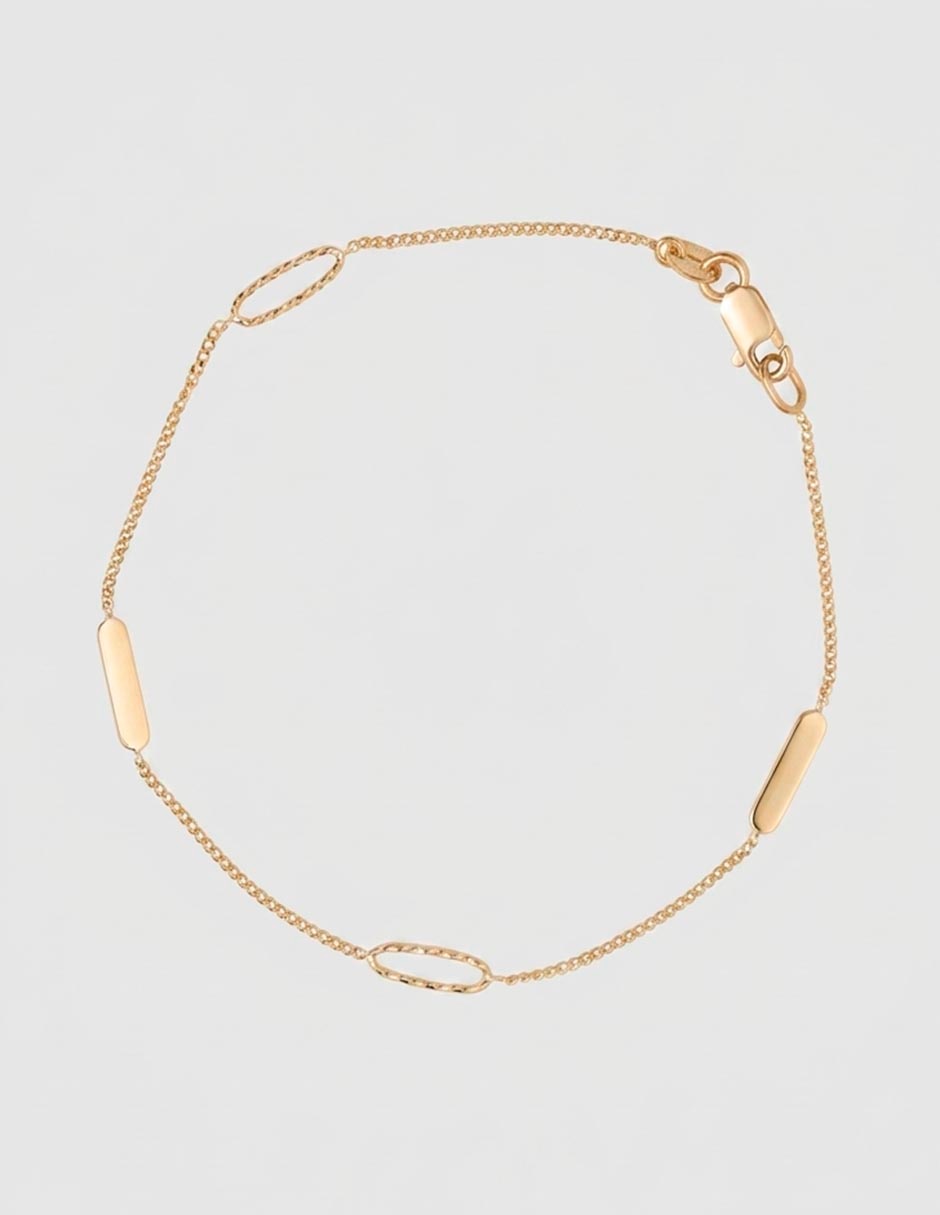 Pulsera de oro 14 K Bracelet con acabado pulido
