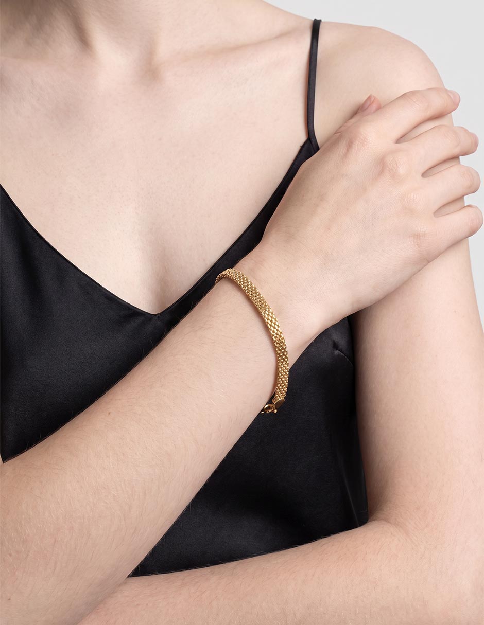 Pulsera de oro 14 K Bracelet con acabado brillante 3