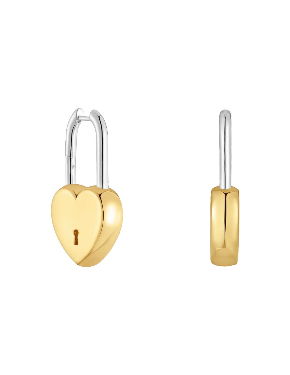 Aretes huggies de candado Unlock de plata P 925 con acabado brillante 1