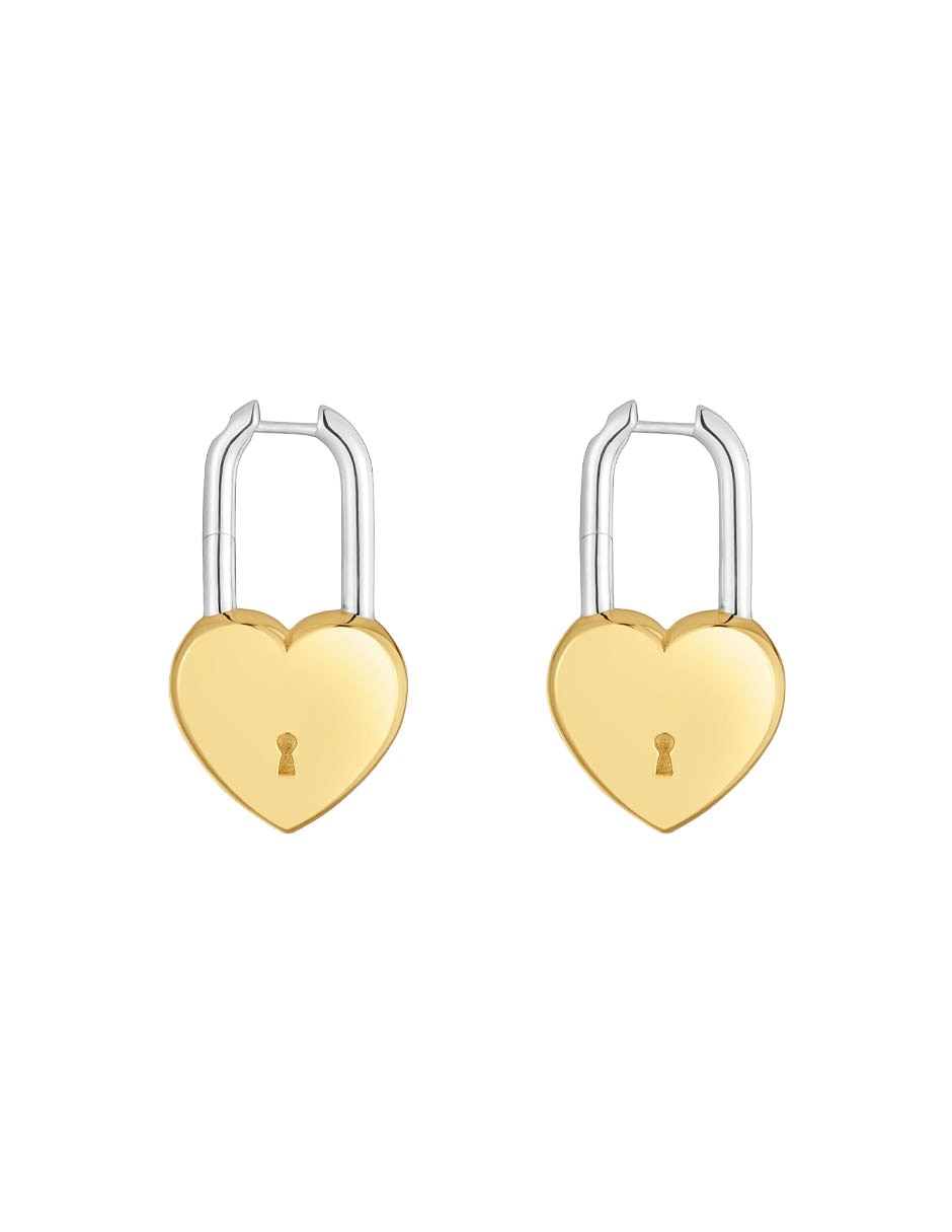 Aretes huggies de candado Unlock de plata P 925 con acabado brillante 2
