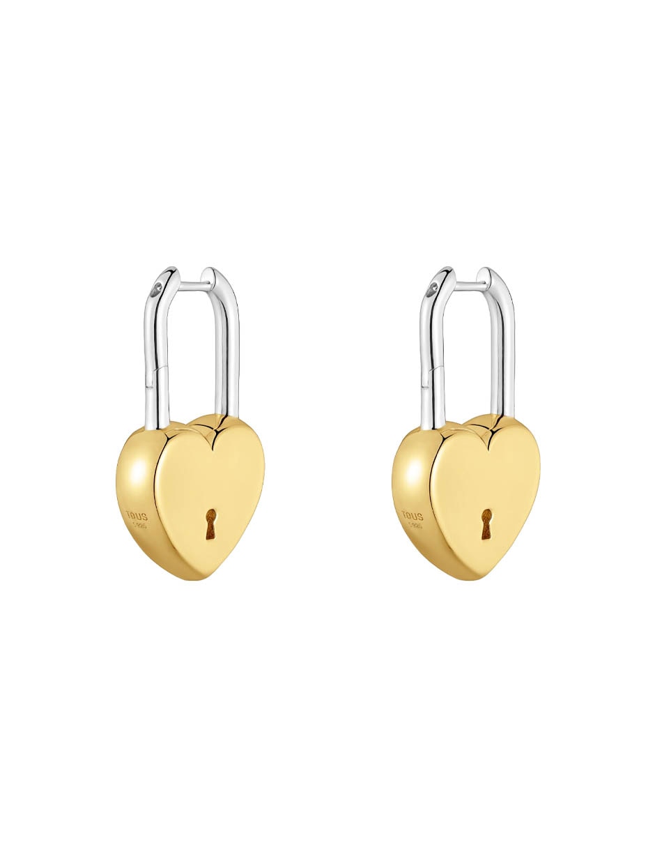Aretes huggies de candado Unlock de plata P 925 con acabado brillante