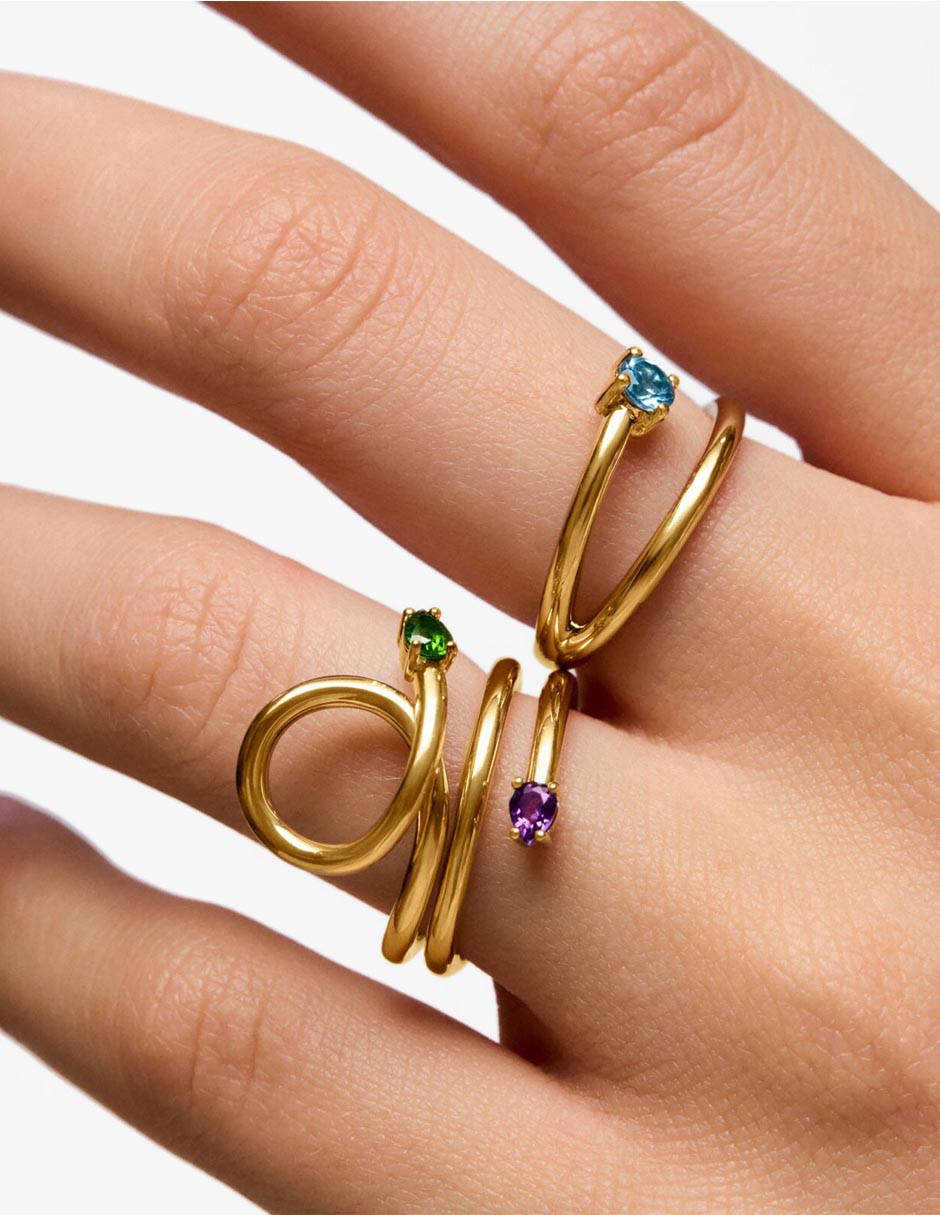 Anillo Tous Lio P 925 de plata cromodiópsido con baño de oro