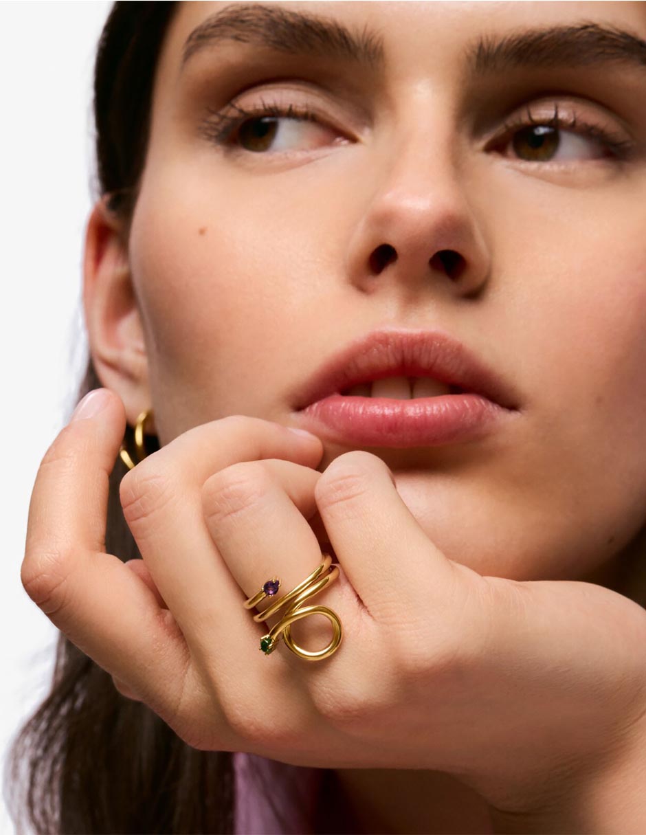 Anillo Tous Lio P 925 de plata cromodiópsido con baño de oro