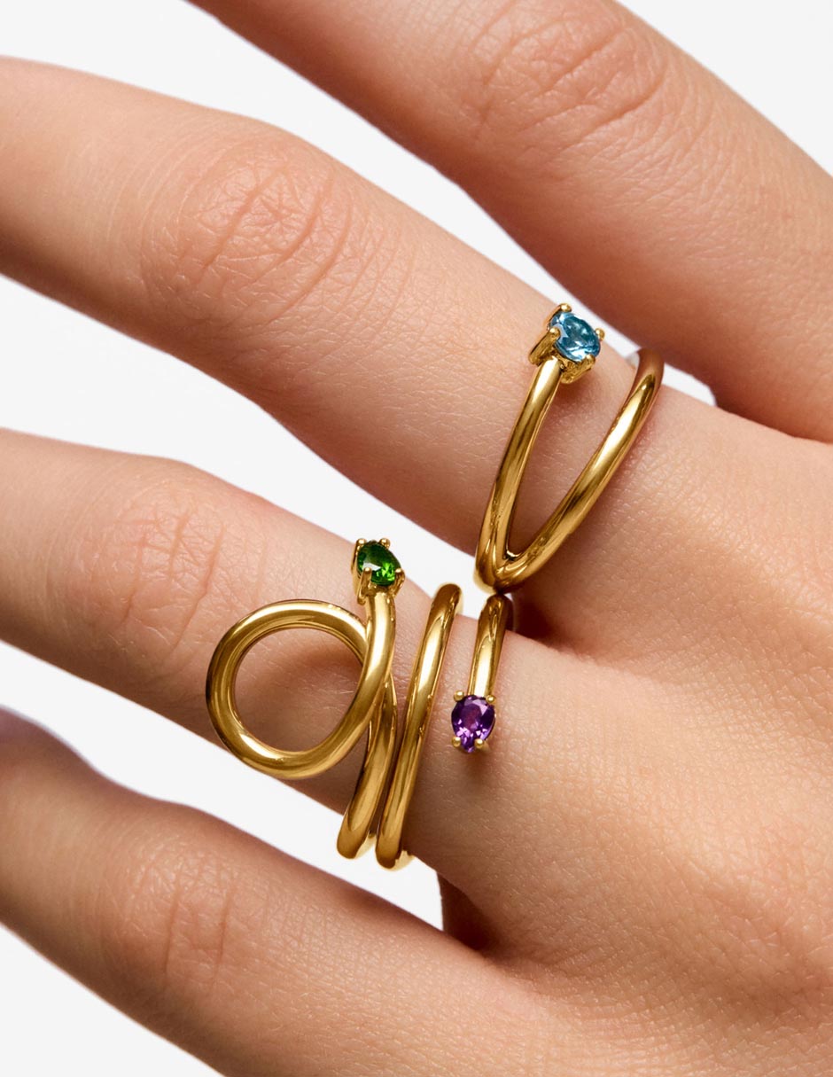 Anillo Tous Lio P 925 de plata topacio con baño de oro