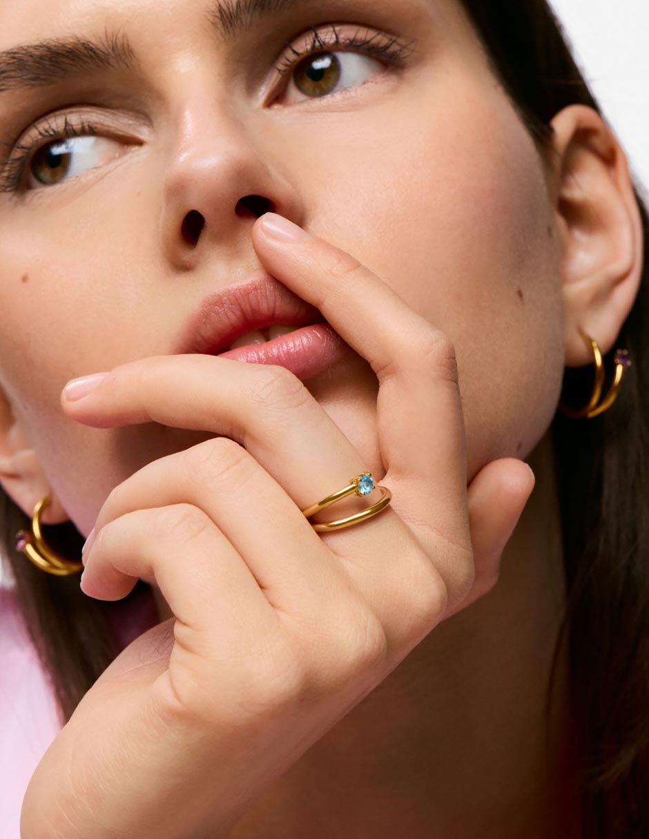 Anillo Tous Lio P 925 de plata topacio con baño de oro