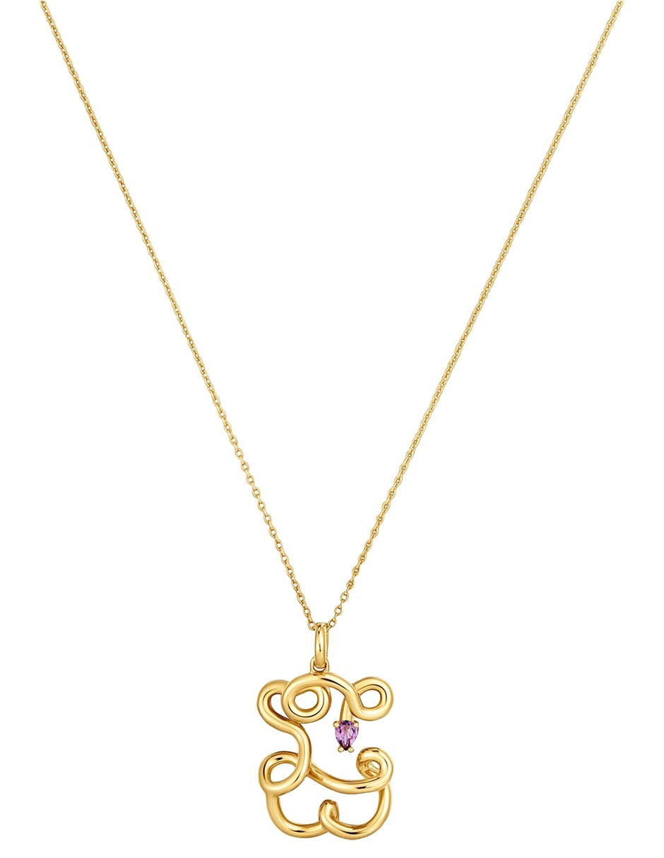 Collar con dije de oso lio de plata p 925