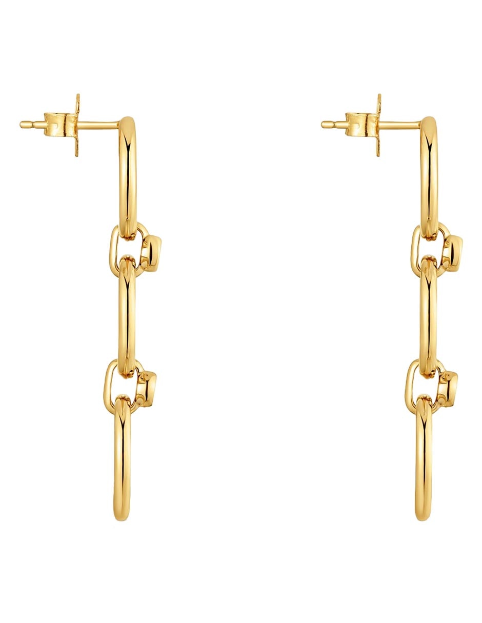 Aretes largos straight LGD de Plata P 925 con acabado baño de oro diamante de laboratorio 3