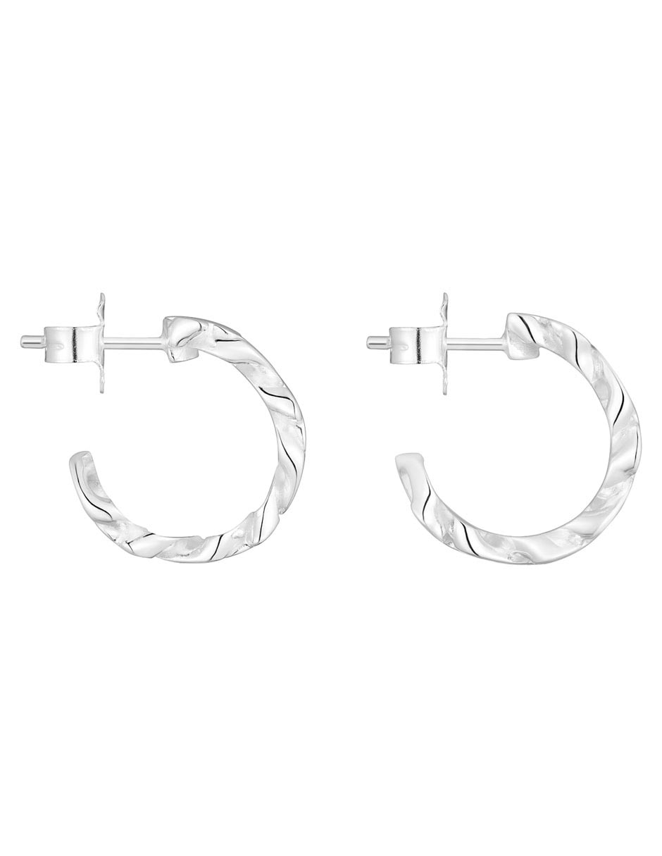 Aretes huggies de eslabones Bear's Chain de plata P 925 con acabado brillante 2