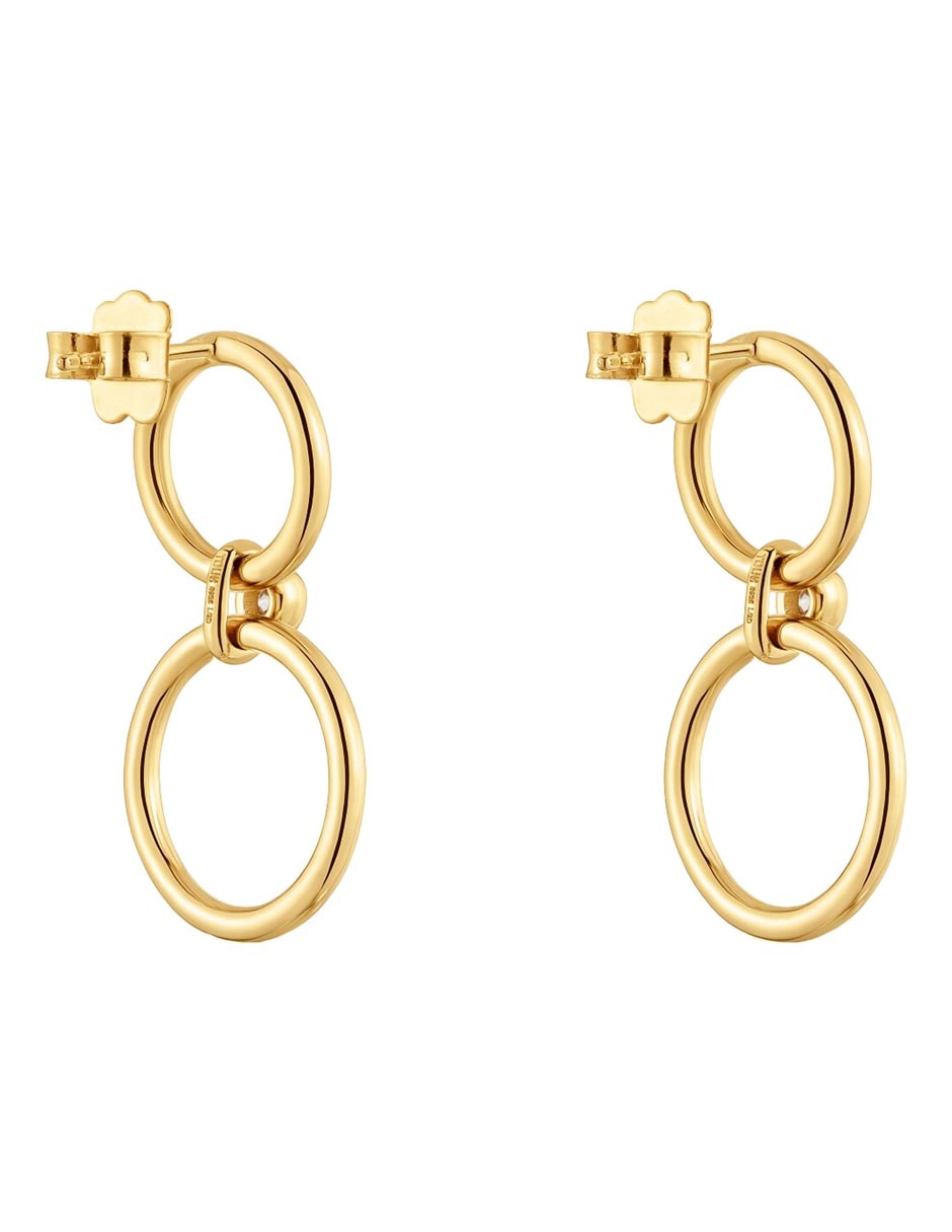 Aretes largos Straight LGD de plata P 925 con acabado baño de oro 3