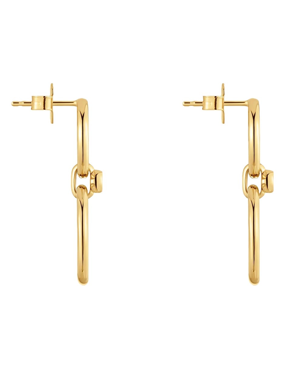 Aretes largos Straight LGD de plata P 925 con acabado baño de oro 4