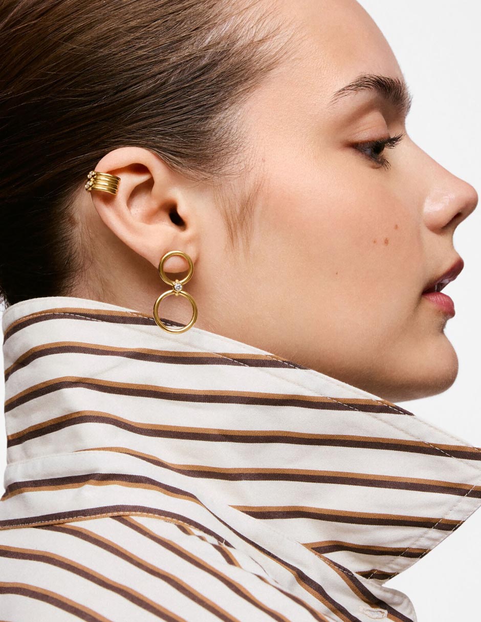 Aretes largos Straight LGD de plata P 925 con acabado baño de oro 5