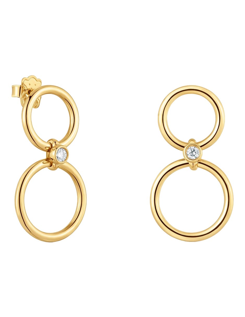 Aretes largos Straight LGD de plata P 925 con acabado baño de oro 1