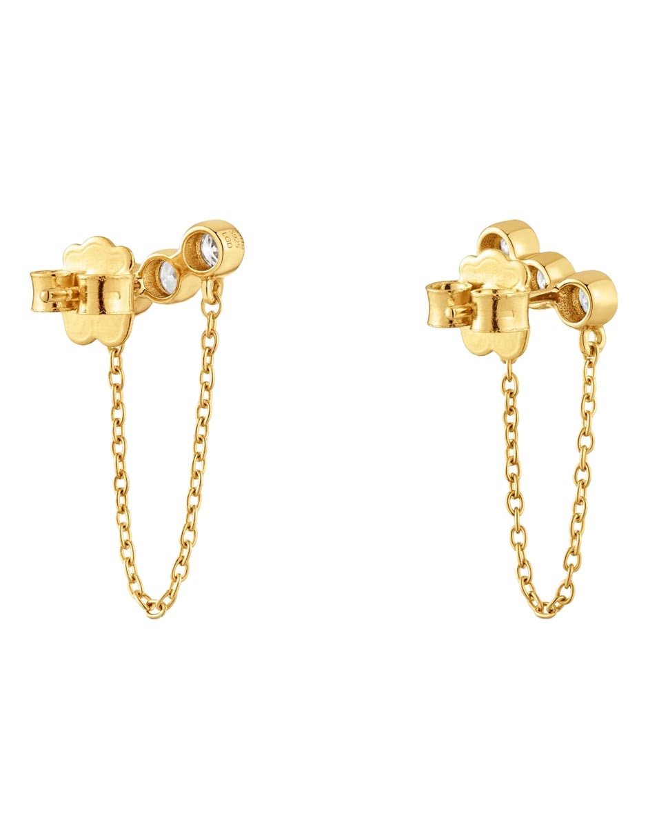 Aretes largos straight LGD de plata P 925 con acabado baño de oro diamante de laboratorio 3
