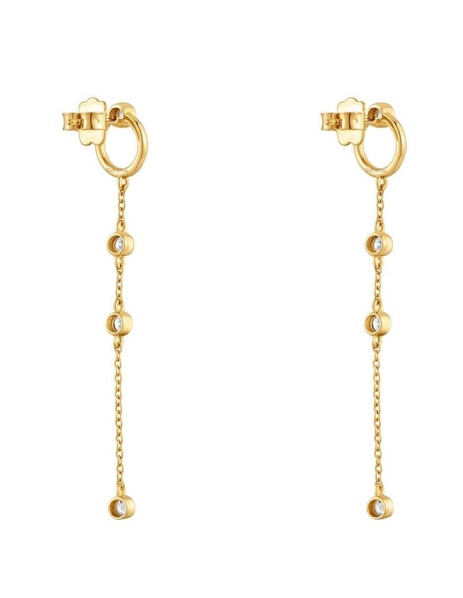 Aretes largos straight LGD de plata P 925 con acabado baño de oro diamante de laboratorio 3