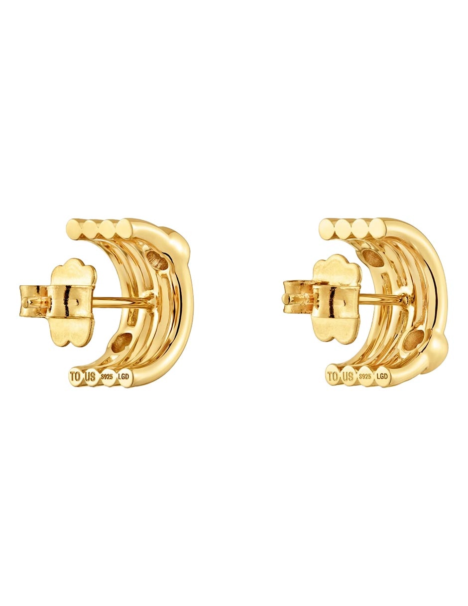 Aretes cortos Tous Straight LGD de plata P 925 con acabado baño de oro