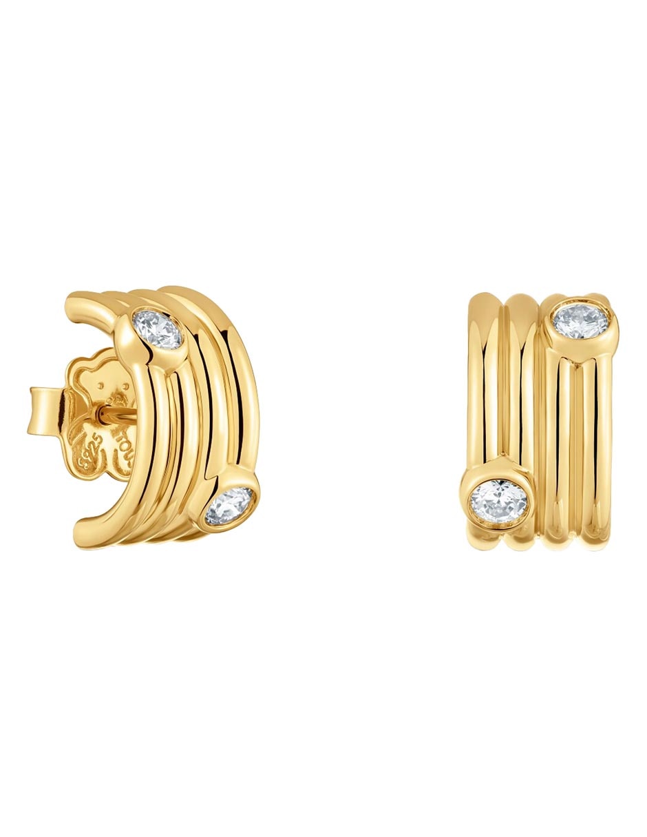 Aretes cortos Tous Straight LGD de plata P 925 con acabado baño de oro