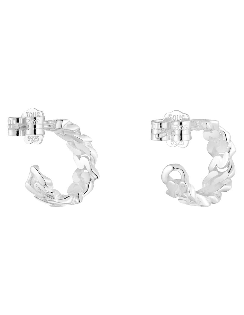 Aretes huggies de eslabones Bear's Chain de plata P 925 con acabado brillante 2