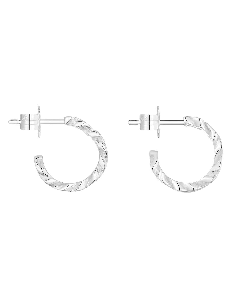 Aretes huggies de eslabones Bear's Chain de plata P 925 con acabado brillante 4
