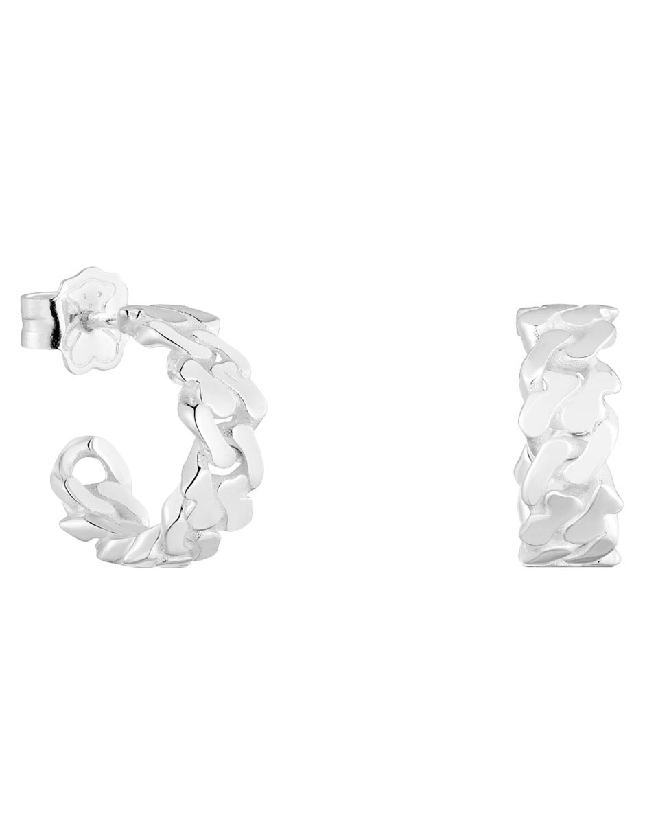 Aretes huggies de eslabones Bear's Chain de plata P 925 con acabado brillante Aretes huggies de eslabones Bear's Chain de plata P 925 con acabado brillante