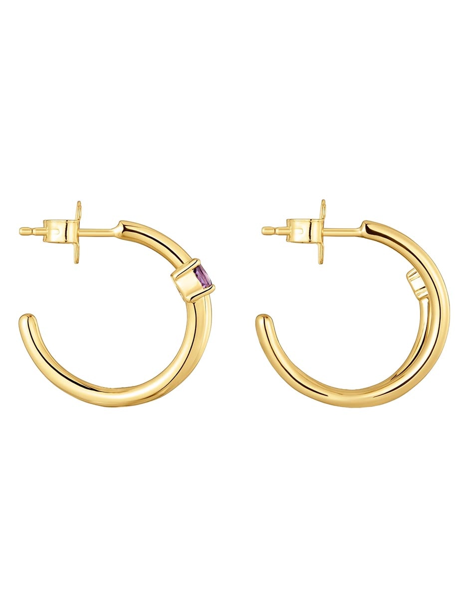 Aros Lio de plata P 925 con acabado baño de oro amatista 3