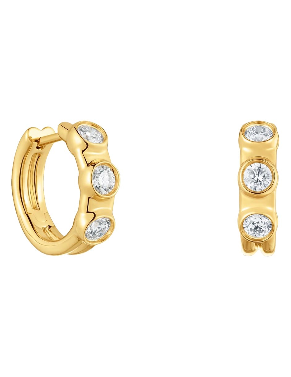 Aretes huggies Straight LGD de plata P 925 con acabado baño de oro 1