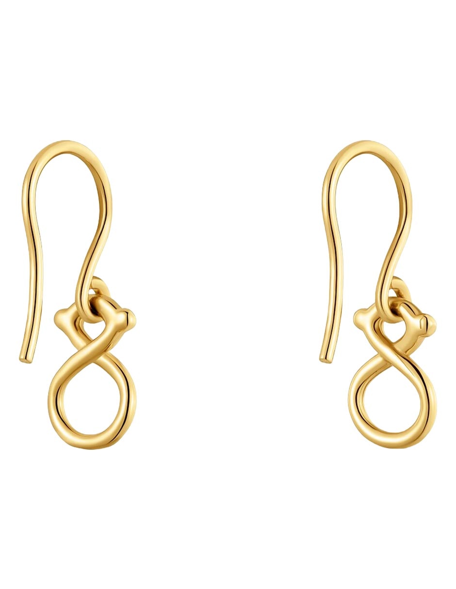 Aretes largos de oso Tous Infinity de oro amarillo 9 K con acabado brillante Aretes largos de oso Tous Infinity de oro amarillo 9 K con acabado brillante