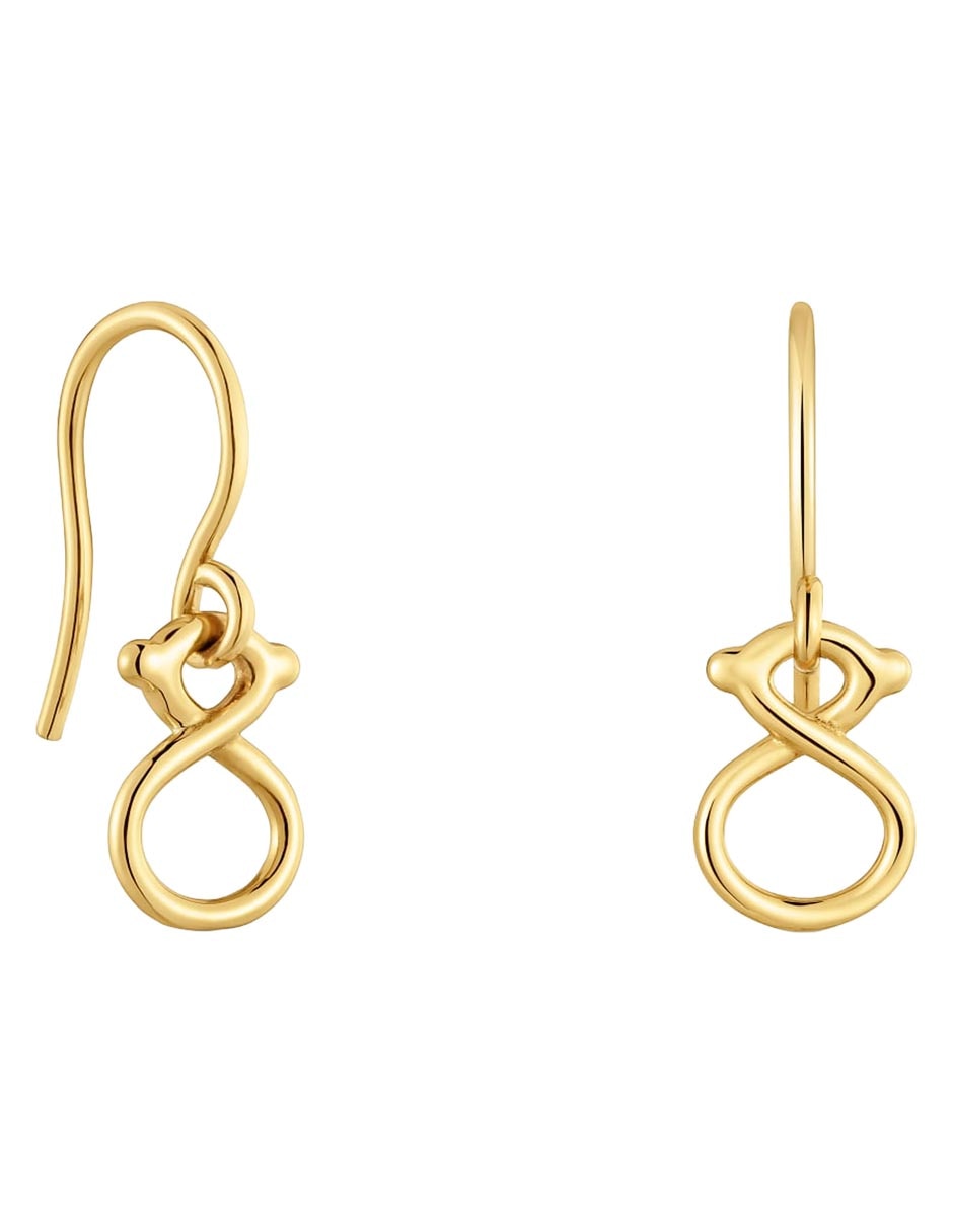 Aretes largos de oso Tous Infinity de oro amarillo 9 K con acabado brillante 1