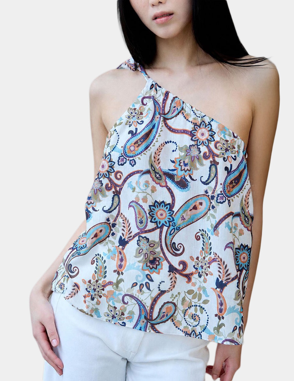 Top cuello asimétrico tirante delgado