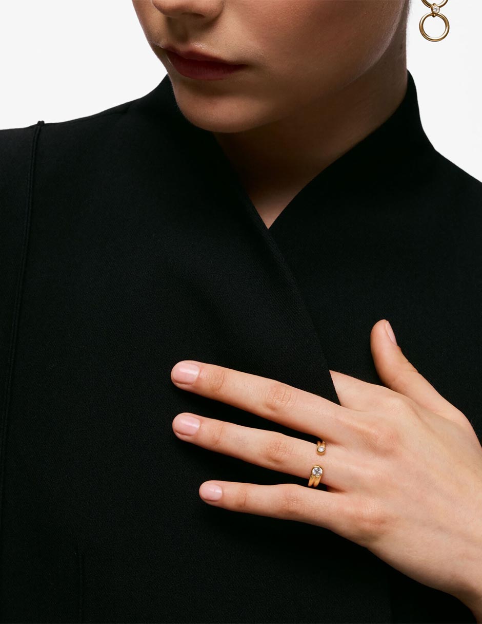 Anillo con gema Tous Straight LGD P 925 de plata baño de oro