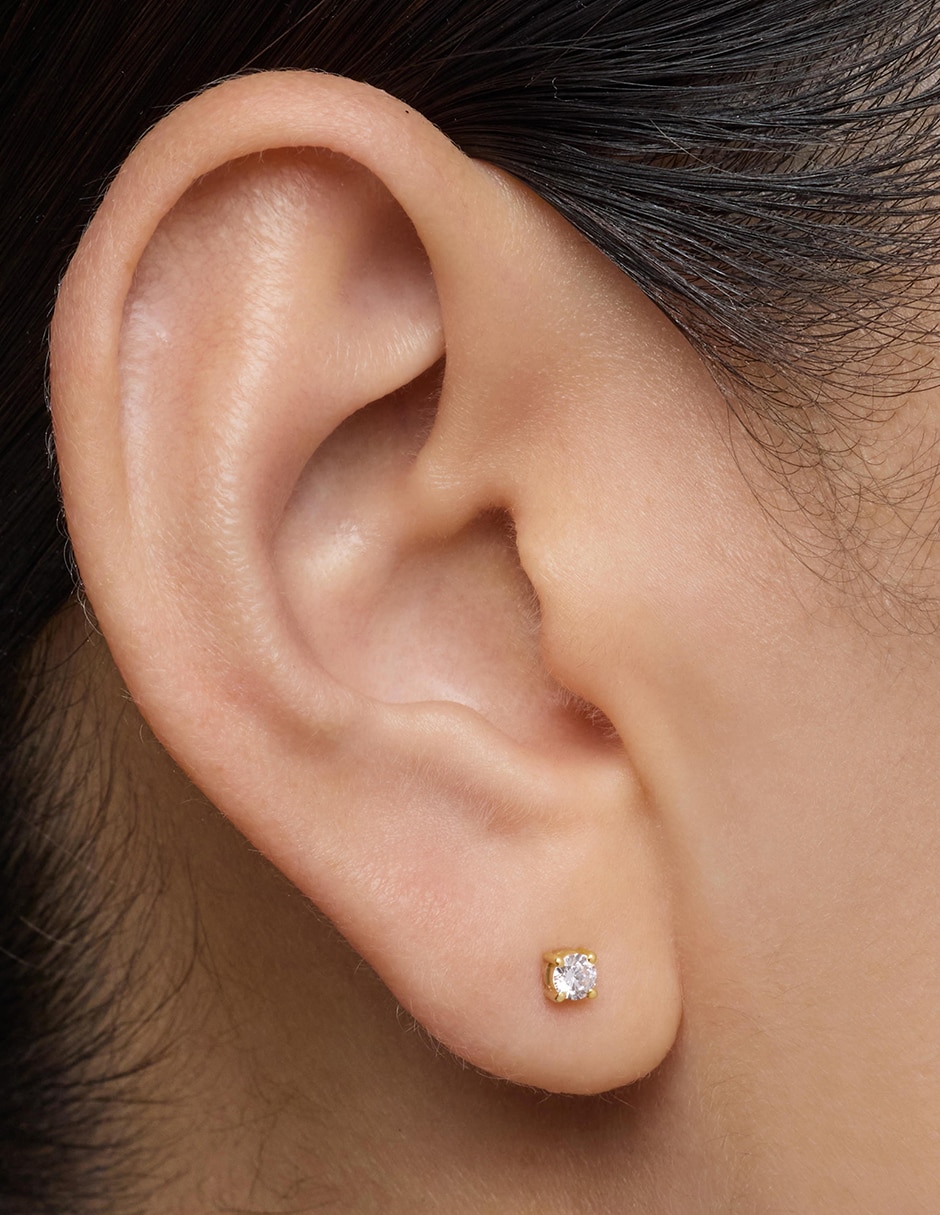 Arete Shine LGD de oro 14 K con acabado brillante diamante 4