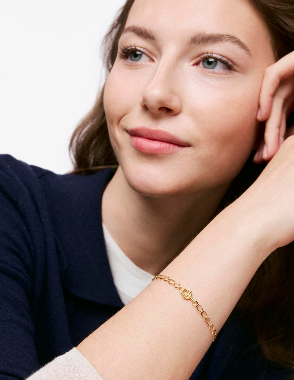 Pulsera de Plata P 925 Manifesto acabado baño de oro 3